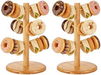 2 Pack Pretzel Stand, 13.4" Large Bamboo Pretzel Holder Stand, Tree-Shaped Display for Oktoberfest Party