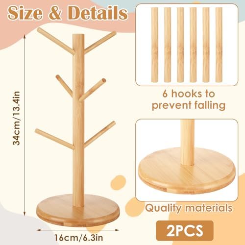 2 Pack Pretzel Stand, 13.4" Large Bamboo Pretzel Holder Stand, Tree-Shaped Display for Oktoberfest Party, alternate view 2
