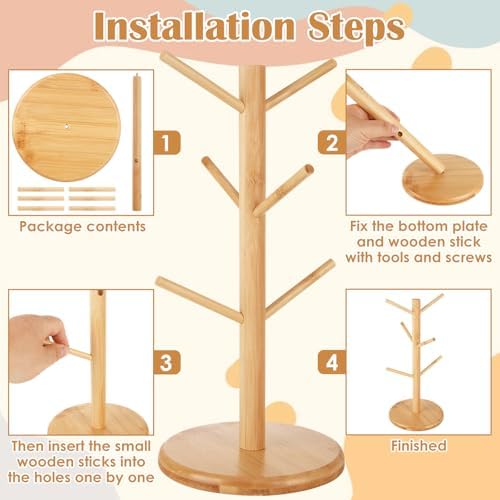 2 Pack Pretzel Stand, 13.4" Large Bamboo Pretzel Holder Stand, Tree-Shaped Display for Oktoberfest Party, alternate view 4