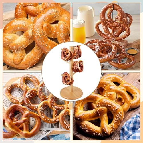 2 Pack Pretzel Stand, 13.4" Large Bamboo Pretzel Holder Stand, Tree-Shaped Display for Oktoberfest Party, alternate view 7
