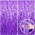 2 Pack Purple Backdrop Tinsel Streamers Foil Fringe Backdrop Halloween Party Decorations Purple Backdrop Curtain