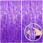 2 Pack Purple Backdrop Tinsel Streamers Foil Fringe Backdrop Halloween Party Decorations Purple Backdrop Curtain