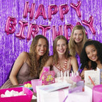 2 Pack Purple Backdrop Tinsel Streamers Foil Fringe Backdrop Halloween Party Decorations Purple Backdrop Curtain, alternate