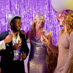 2 Pack Purple Backdrop Tinsel Streamers Foil Fringe Backdrop Halloween Party Decorations Purple Backdrop Curtain, alternate