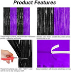 2 Pack Purple Black Halloween Foil Curtain Streamer Decorations, alternate view 4
