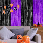 2 Pack Purple Black Halloween Foil Curtain Streamer Decorations, alternate view 5