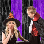 2 Pack Purple Black Halloween Foil Curtain Streamer Decorations, alternate view 6