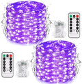 2 Pack Purple Fairy Lights Battery Operated, Total 400LED 132ft