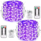 2 Pack Purple Fairy Lights Battery Operated, Total 400LED 132ft