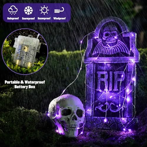 2 Pack Purple Fairy Lights Battery Operated, Total 400LED 132ft, alternate view 3