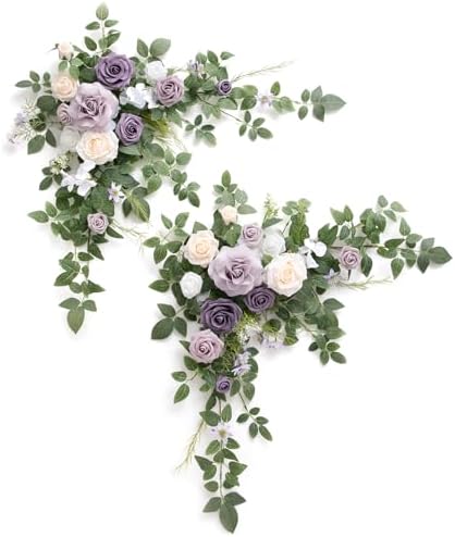 2 Pack Purple Floral Garland Wedding Arch Flowers