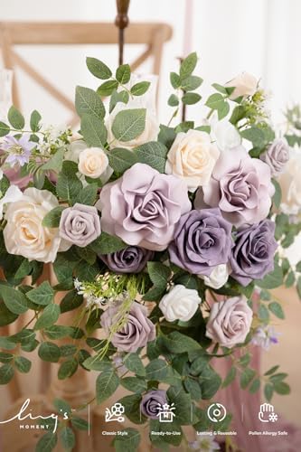 2 Pack Purple Floral Garland Wedding Arch Flowers, alternate view 2
