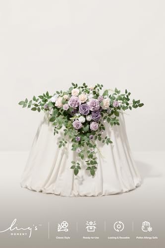 2 Pack Purple Floral Garland Wedding Arch Flowers, alternate view 4