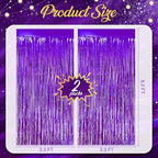 2 Pack Purple Fringe Backdrop, 3.2x8.2ft Shining Foil Tinsel Curtains, Birthday Party Decorations Door Streamers, alternate