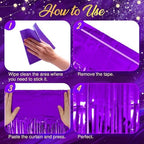 2 Pack Purple Fringe Backdrop, 3.2x8.2ft Shining Foil Tinsel Curtains, Birthday Party Decorations Door Streamers, alternate
