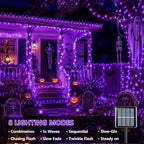 2 Pack Purple Solar Halloween Lights, Each 33ft 100 LED Solar String Lights Outdoor Waterproof, 8 Modes Solar, alternate view