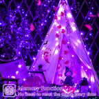 2 Pack Purple Solar Halloween Lights, Each 33ft 100 LED Solar String Lights Outdoor Waterproof, 8 Modes Solar, alternate view