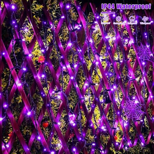 2 Pack Purple Solar Halloween Lights, Each 33ft 100 LED Solar String Lights Outdoor Waterproof, 8 Modes Solar, alternate view