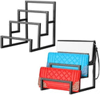 2 Pack Purse Organizer for Closet 3 Layer Black Display Stand in Black