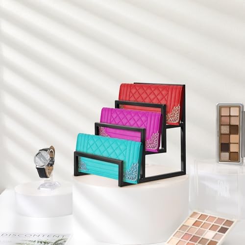 2 Pack Purse Organizer for Closet 3 Layer Black Display Stand in Black, alternate view 4