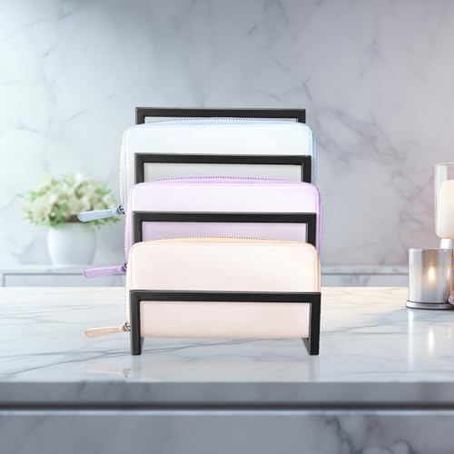 2 Pack Purse Organizer for Closet 3 Layer Black Display Stand in Black, alternate view 5