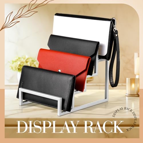 2 Pack Purse Organizer for Closet 4 Layer Silver Display Stand in Silver, alternate view 5