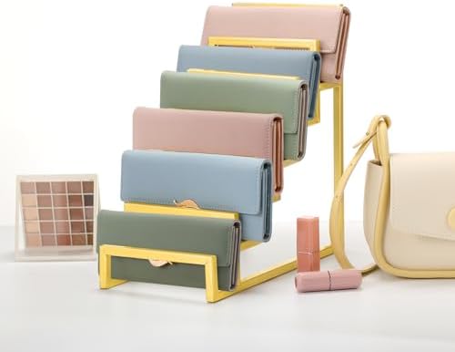 2 Pack Purse Organizer for Closet 6 Layer Gold Display Stand in Gold, alternate view 4