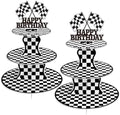2 Pack Race Car Cupcake Stand Birthday Party Supplies, Two Fast Decorations in Colorful