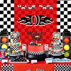 2 Pack Race Car Cupcake Stand Birthday Party Supplies, Two Fast Decorations in Colorful, alternate view 2