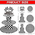 2 Pack Race Car Cupcake Stand Birthday Party Supplies, Two Fast Decorations in Colorful, alternate view 3