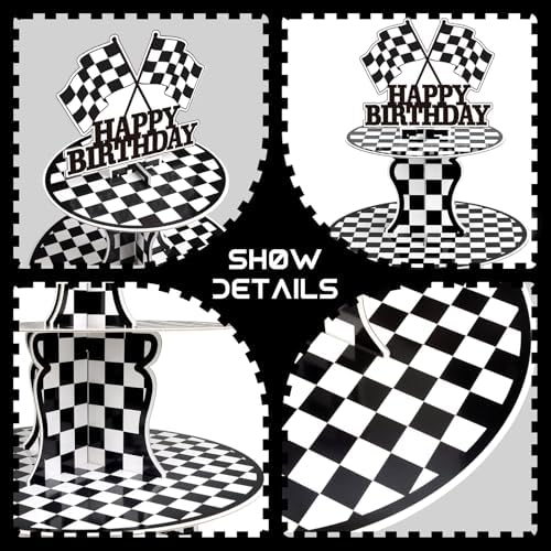 2 Pack Race Car Cupcake Stand Birthday Party Supplies, Two Fast Decorations in Colorful, alternate view 4