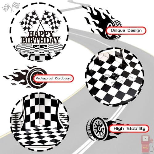 2 Pack Race Car Cupcake Stand Birthday Party Supplies, Two Fast Decorations in Colorful, alternate view 6