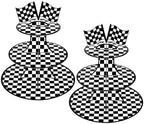 2 Pack Racing 3 Tier Cupcake Stand Checkered Flag Cardboard Tower Holder in Race-2PCS, alternate view 5