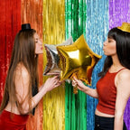 2 Pack Rainbow Backdrop Party Decorations Tinsel Curtain Party Streamer Foil Fringe Birthday Decorations Photo, alternate