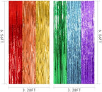 2 Pack Rainbow Backdrop Party Decorations Tinsel Curtain Party Streamer Foil Fringe Birthday Decorations Photo, alternate