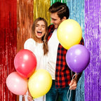 2 Pack Rainbow Backdrop Party Decorations Tinsel Curtain Party Streamer Foil Fringe Birthday Decorations Photo, alternate