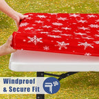 2 Pack Rectangle Spandex 8FT Elastic Fitted Christmas Tablecloth, alternate view 3