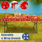 2 Pack Rectangle Spandex 8FT Elastic Fitted Christmas Tablecloth, alternate view 5