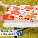 2 Pack Rectangle Spandex 8FT Elastic Fitted Thanksgiving Tablecloth, alternate view 3