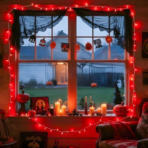 2 Pack Red Halloween Lights Indoor, 100 LED 33FT Red String Lights, alternate view 5