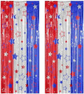 2 Pack Red Silver Blue Foil Curtain Streamer Decorations in 4th of July