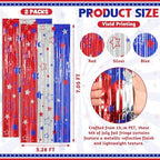 2 Pack Red Silver Blue Foil Curtain Streamer Decorations in 4th of July, alternate view 2