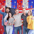 2 Pack Red Silver Blue Foil Curtain Streamer Decorations in 4th of July, alternate view 7