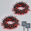 2 Pack Red Solar Halloween Lights, Each 33ft 100 LED Solar String Lights Outdoor Waterproof, 8 Modes Solar