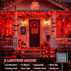 2 Pack Red Solar Halloween Lights, Each 33ft 100 LED Solar String Lights Outdoor Waterproof, 8 Modes Solar, alternate view 2