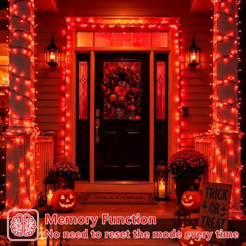 2 Pack Red Solar Halloween Lights, Each 33ft 100 LED Solar String Lights Outdoor Waterproof, 8 Modes Solar, alternate view 5