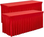 2 Pack Red Spandex Table Covers 6 Foot Fitted Stretchy in Red