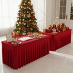 2 Pack Red Tablecloths Spandex Table Covers 4ft for Christmas Decor in 24x48 Inch| 2 Pack in Red, alternate view 4