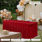 2 Pack Red Tablecloths Spandex Table Covers 4ft for Christmas Decor in 24x48 Inch| 2 Pack in Red, alternate view 6