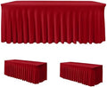 2 Pack Red Tablecloths Spandex Table Covers 6ft for Christmas Decor in 30x72 Inch| 2 Pack in Red